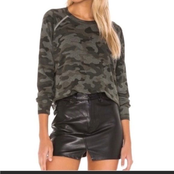 Anthropologie Sweaters - Sundry Green Ragen Camo Camouflage Grunge Western Soft Casual Lounge Sweatshirt